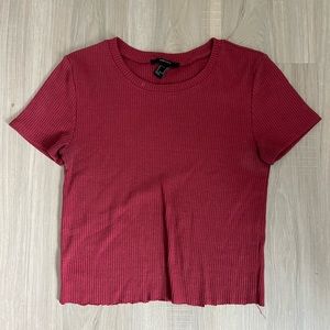 Forever 21 cropped maroon short sleeve shirt